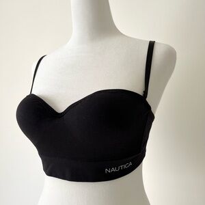 Nautica Black Bra with Sweetheart Neckline and Adjustable Straps